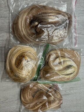 MULTI SETS Human Clip-In Hair Extensions Sets - natural Blonde Highlights